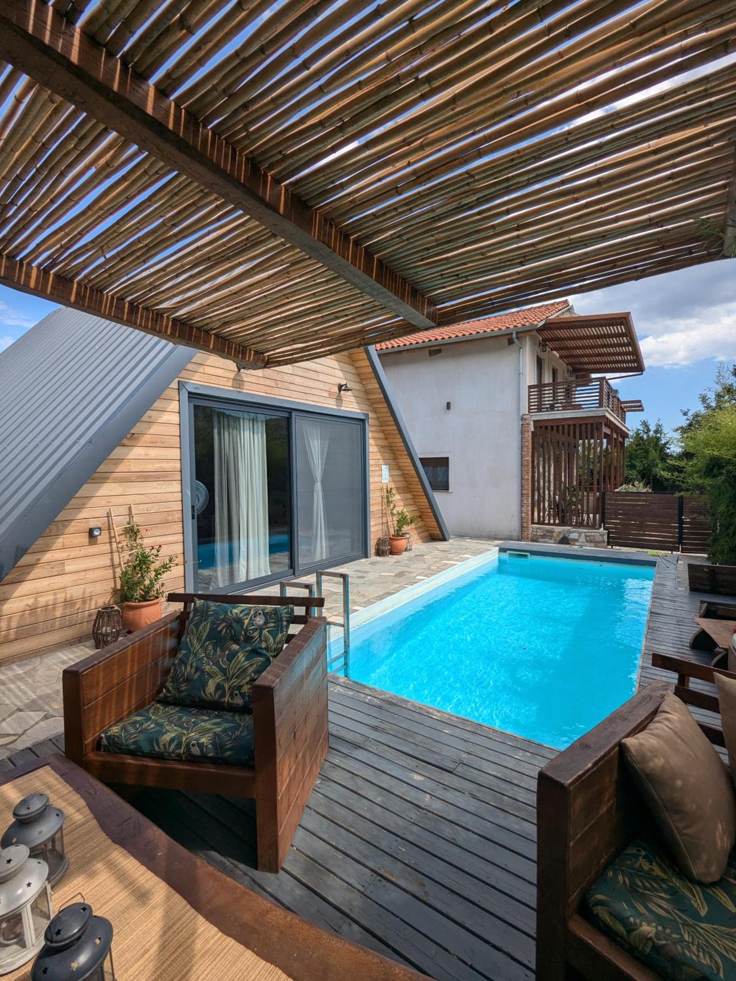 Unique Wooden Villa With Pool Olympiada Exterior foto